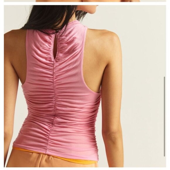 Pilcro Anthropologie Size XS Bubblegum Pink Orange Reversible Tank Top Ruched Mo - Picture 4 of 11